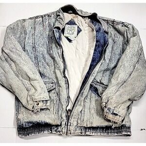 Vintage American Weekend Lined Cow Napa Denim Distressed Grunge Jacket Men Large